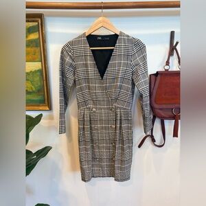 Zara Plaid Blazer Dress – Dark Academia Preppy, Size S